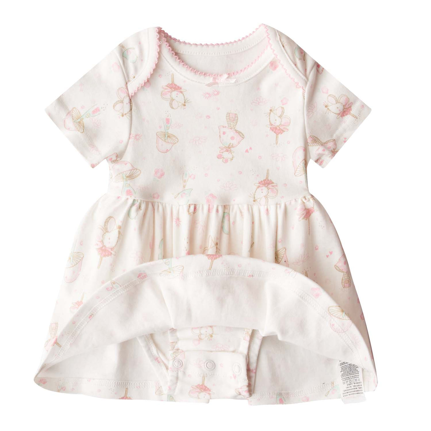 [ZBG06] Baby Girl White w Mouse Bodysuit Dress n Pink Ruffled Cardigan 2 Pc Set - Little Kooma