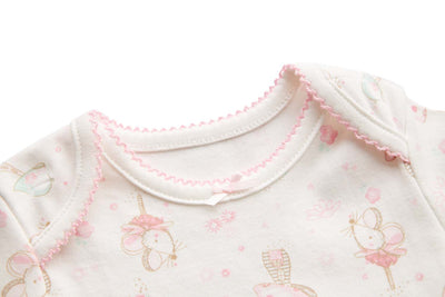 [ZBG06] Baby Girl White w Mouse Bodysuit Dress n Pink Ruffled Cardigan 2 Pc Set - Little Kooma