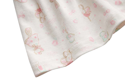 [ZBG06] Baby Girl White w Mouse Bodysuit Dress n Pink Ruffled Cardigan 2 Pc Set - Little Kooma
