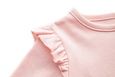 [ZBG06] Baby Girl White w Mouse Bodysuit Dress n Pink Ruffled Cardigan 2 Pc Set - Little Kooma