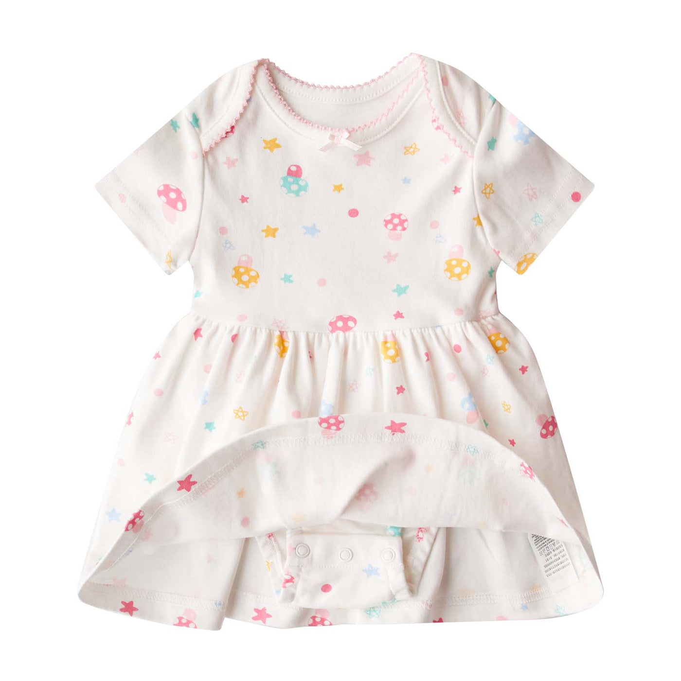 [ZBG01] Baby Girl White w Mushroom Bodysuit Dress n Purple Ruffled Cardigan 2 Pc Set - Little Kooma