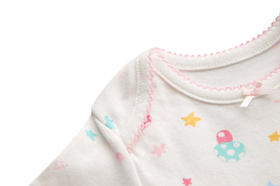 [ZBG01] Baby Girl White w Mushroom Bodysuit Dress n Purple Ruffled Cardigan 2 Pc Set - Little Kooma