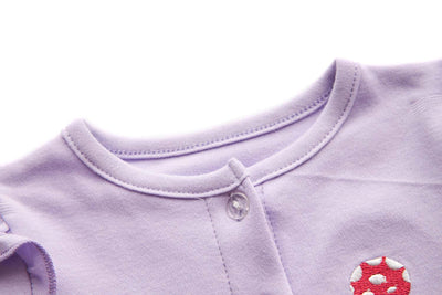 [ZBG01] Baby Girl White w Mushroom Bodysuit Dress n Purple Ruffled Cardigan 2 Pc Set - Little Kooma