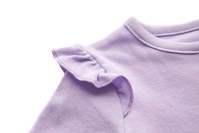 [ZBG01] Baby Girl White w Mushroom Bodysuit Dress n Purple Ruffled Cardigan 2 Pc Set - Little Kooma