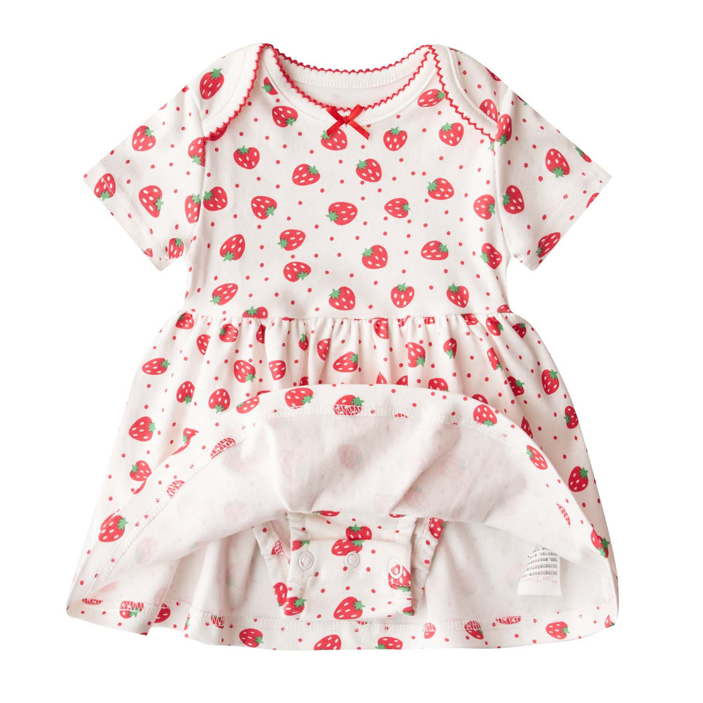 [ZBG05] Baby Girl Strawberry Bodysuit Dress n Pink Cardigan 2pc Set - Little Kooma