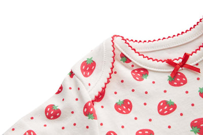 [ZBG05] Baby Girl Strawberry Bodysuit Dress n Pink Cardigan 2pc Set - Little Kooma