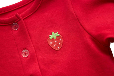 [ZBG05] Baby Girl Strawberry Bodysuit Dress n Pink Cardigan 2pc Set - Little Kooma