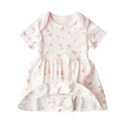 [ZBG04] Baby Girl White w Pink Rose Bodysuit Dress n Pink Cardigan w I Love Mummy 2 Pc Set - Little Kooma