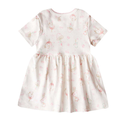 [ZBG06] Baby Girl White w Mouse Bodysuit Dress n Pink Ruffled Cardigan 2 Pc Set - Little Kooma