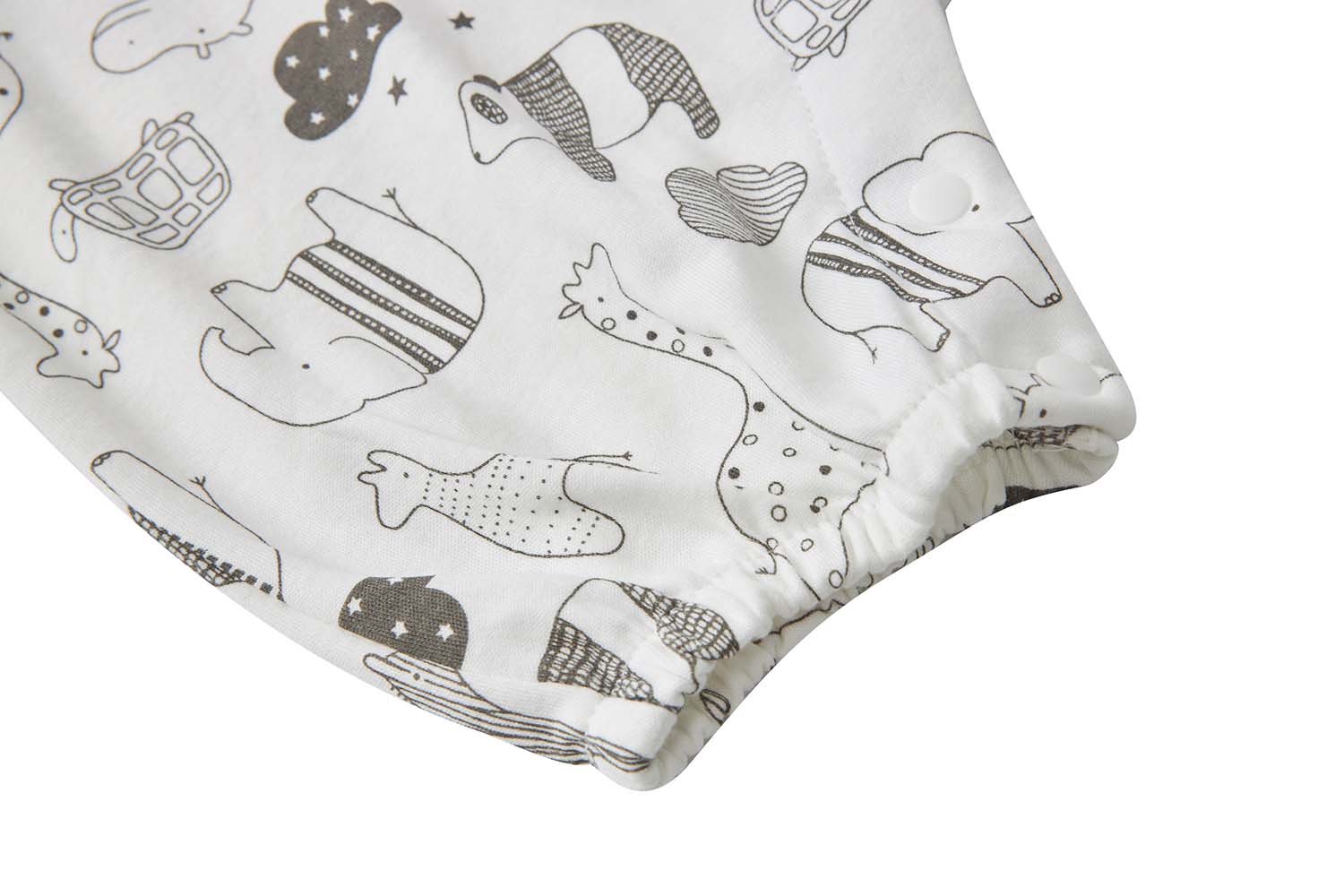 Baby Kimono Romper White w Jungle Animals - Little Kooma