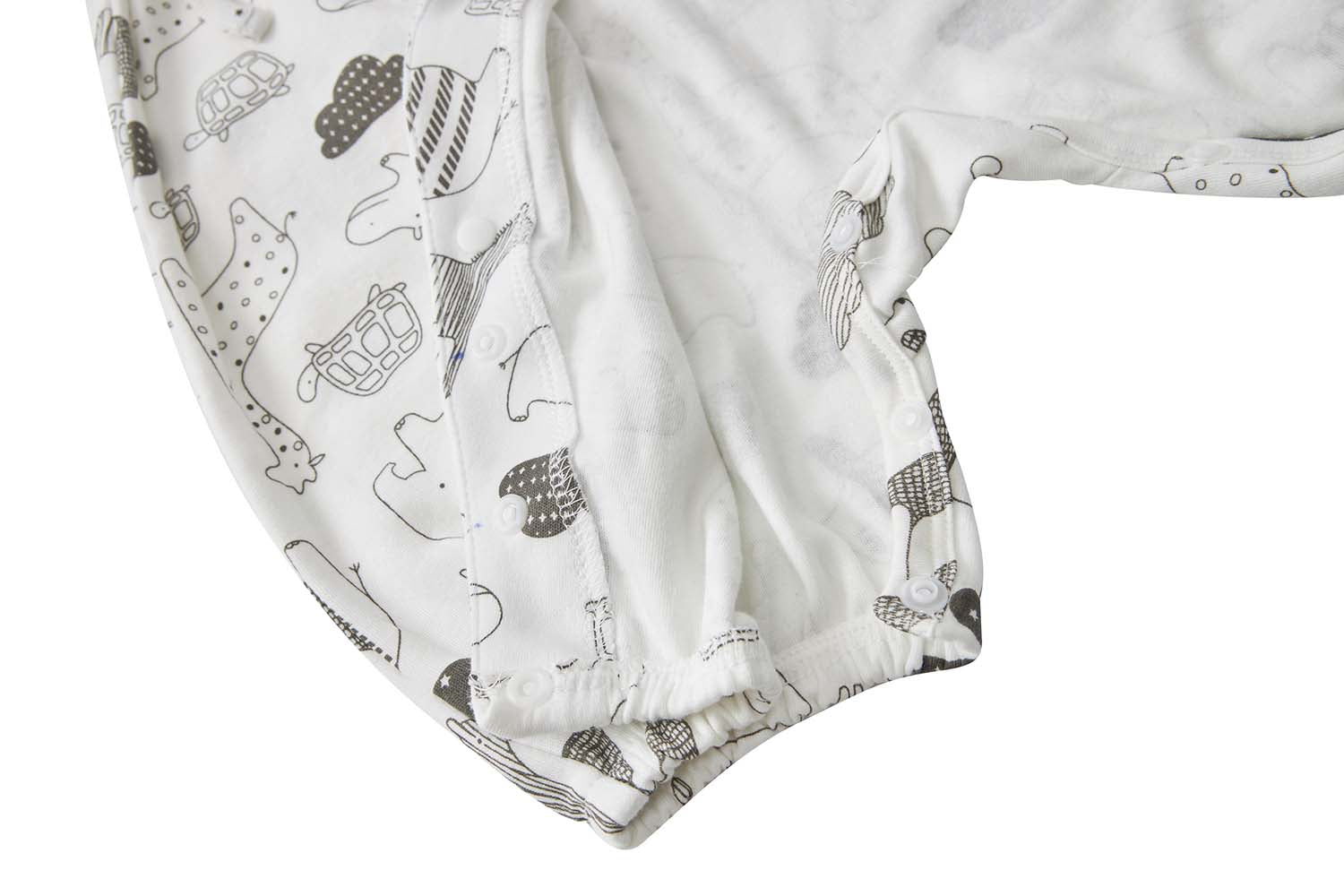 Baby Kimono Romper White w Jungle Animals - Little Kooma