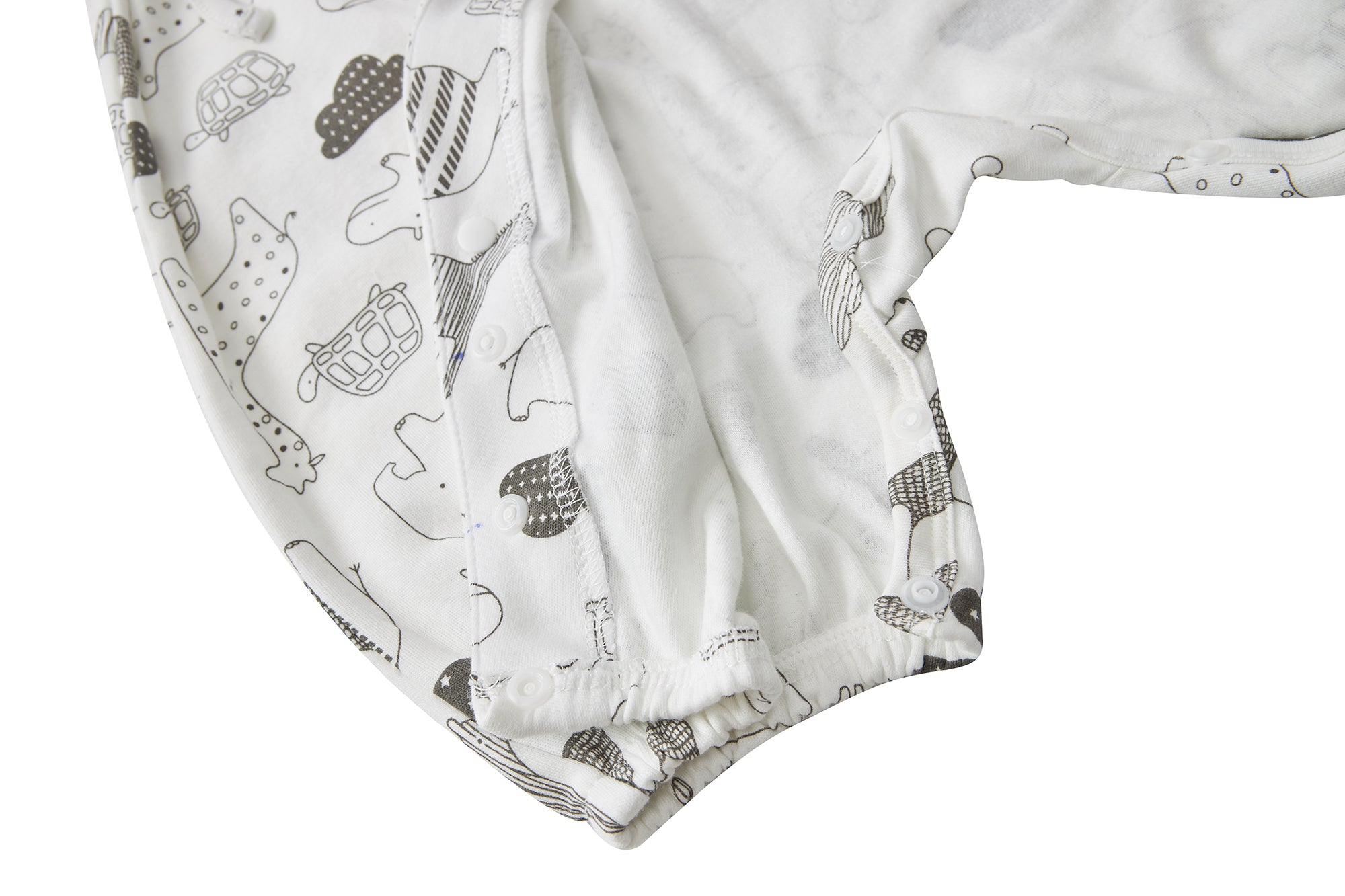 Baby Kimono Romper White w Jungle Animals - Little Kooma
