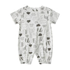 Baby Kimono Romper White w Jungle Animals - Little Kooma
