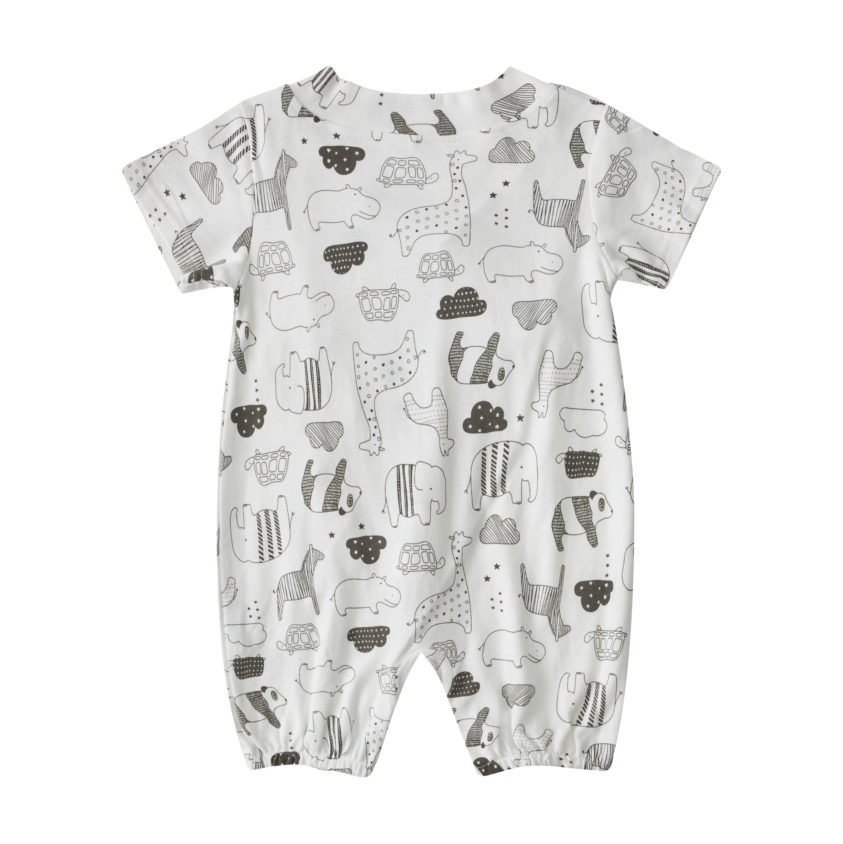 Baby Kimono Romper White w Jungle Animals - Little Kooma