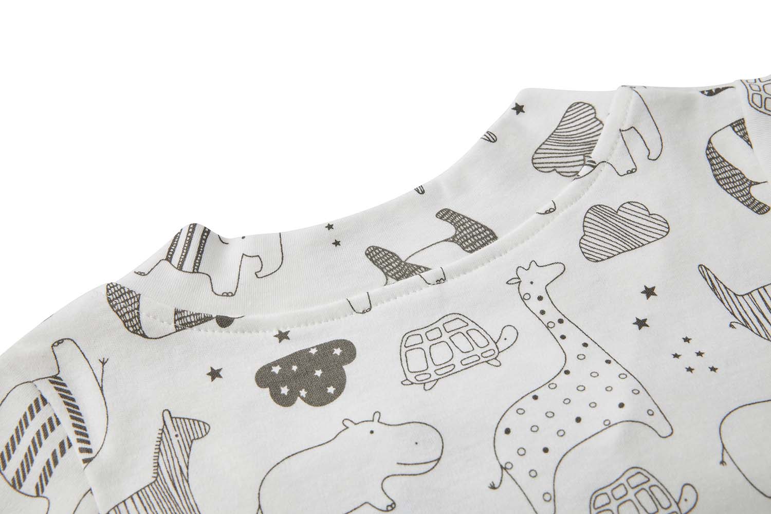 Baby Kimono Romper White w Jungle Animals - Little Kooma