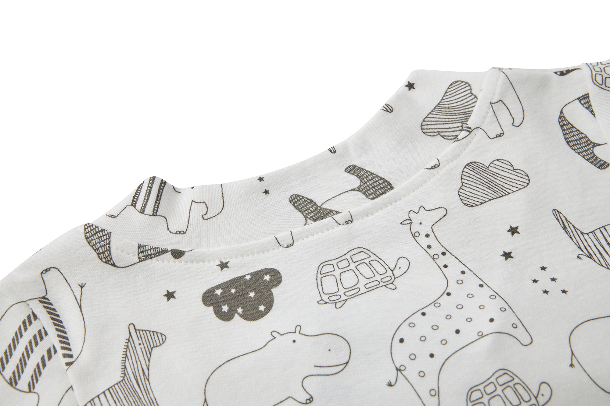 Baby Kimono Romper White w Jungle Animals - Little Kooma