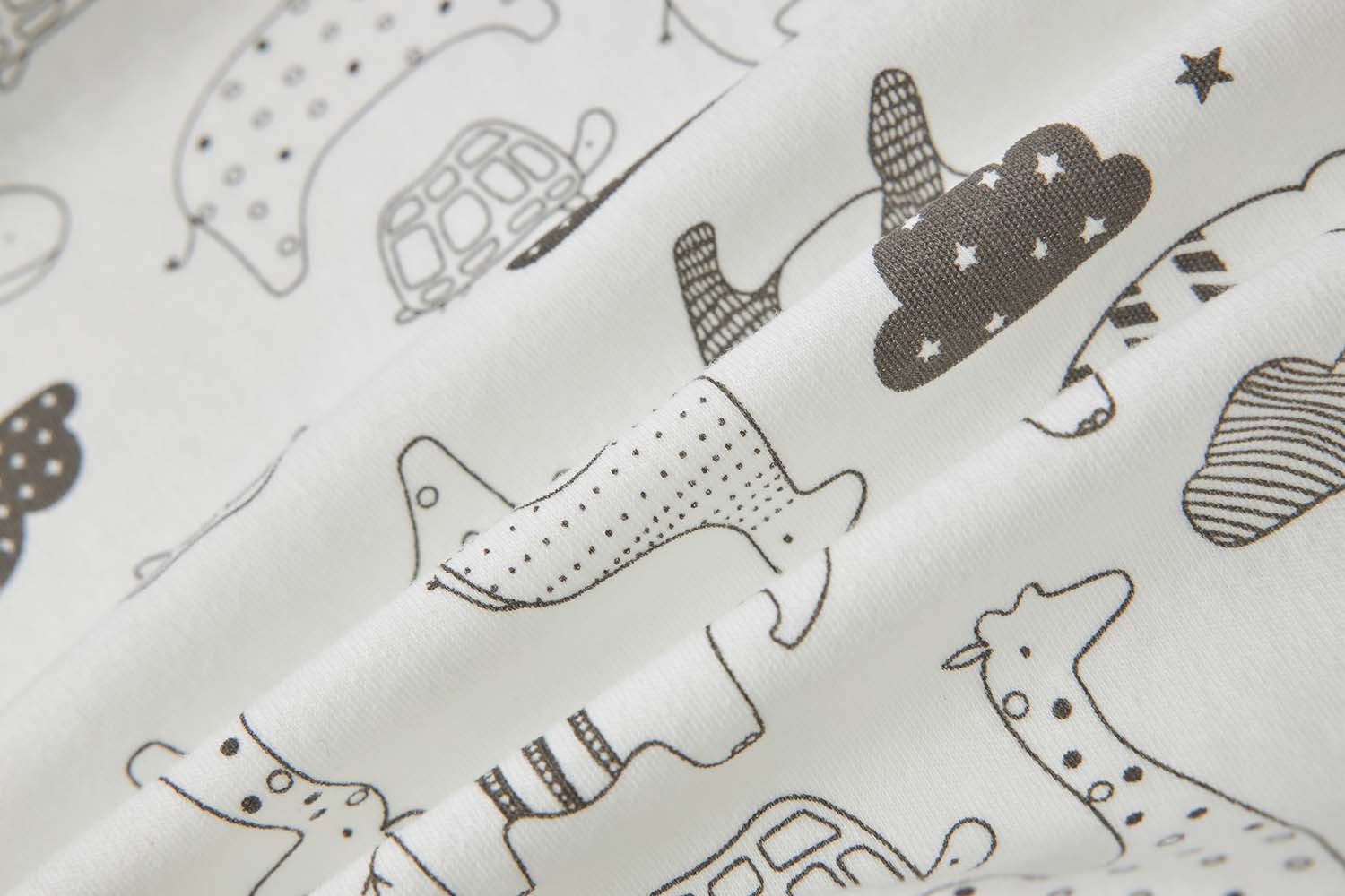 Baby Kimono Romper White w Jungle Animals - Little Kooma