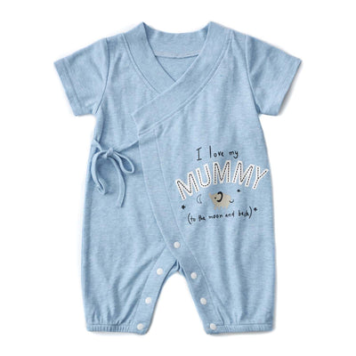 Baby Kimono Romper Blue I Love My Mummy to the Moon and Back - Little Kooma