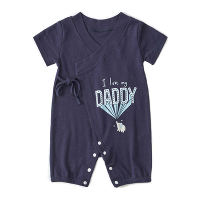 Baby Kimono Romper Dark Blue I Love My Daddy - Little Kooma