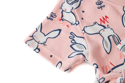 Baby Kimono Romper Peach w Bunnies - Little Kooma