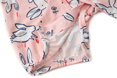 Baby Kimono Romper Peach w Bunnies - Little Kooma