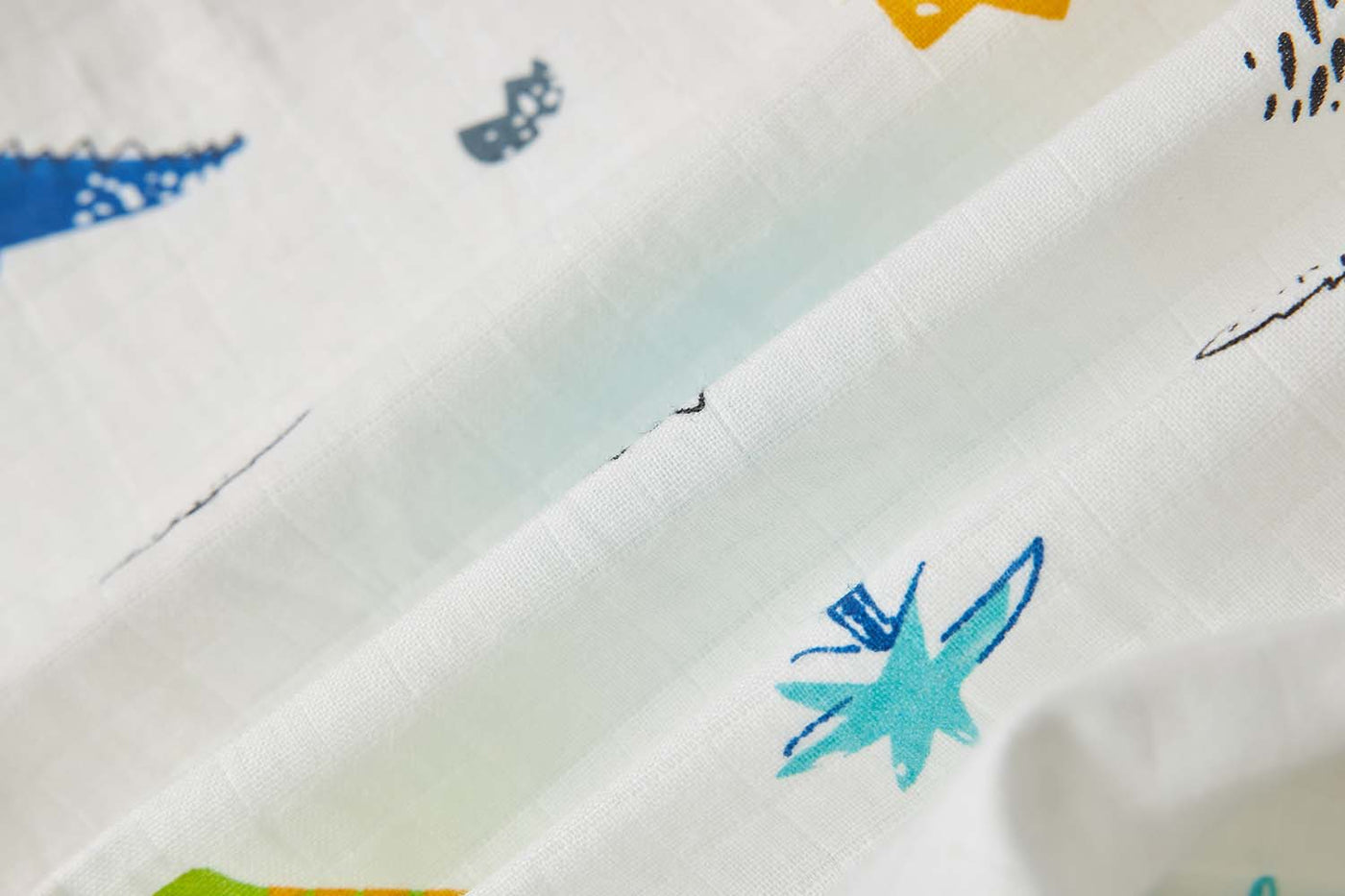 Baby Breathable Cotton Gauze Fabric Kimono Romper White w Dinosaurs - Little Kooma