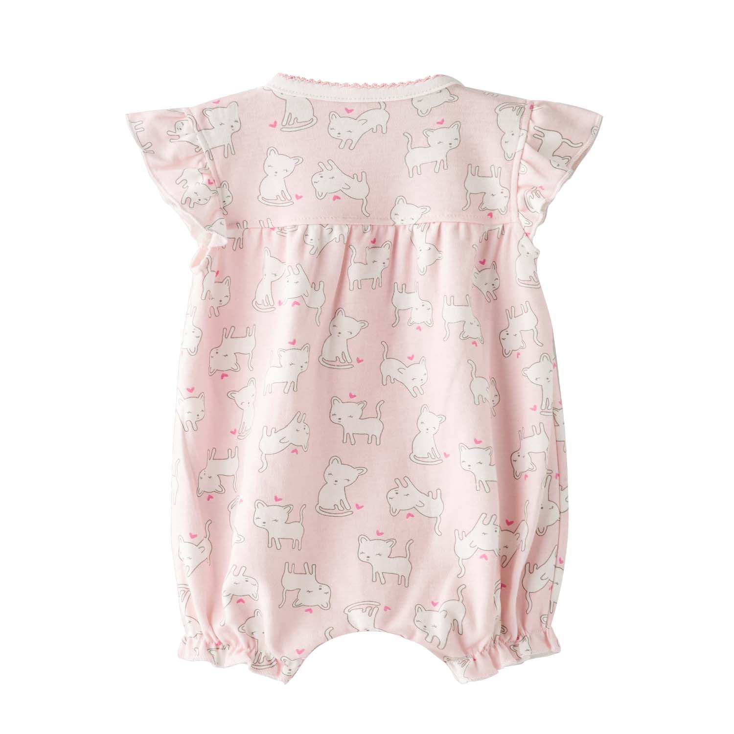 Baby Girl Pink w White Cats Romper - Little Kooma