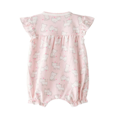 Baby Girl Pink w White Cats Romper - Little Kooma