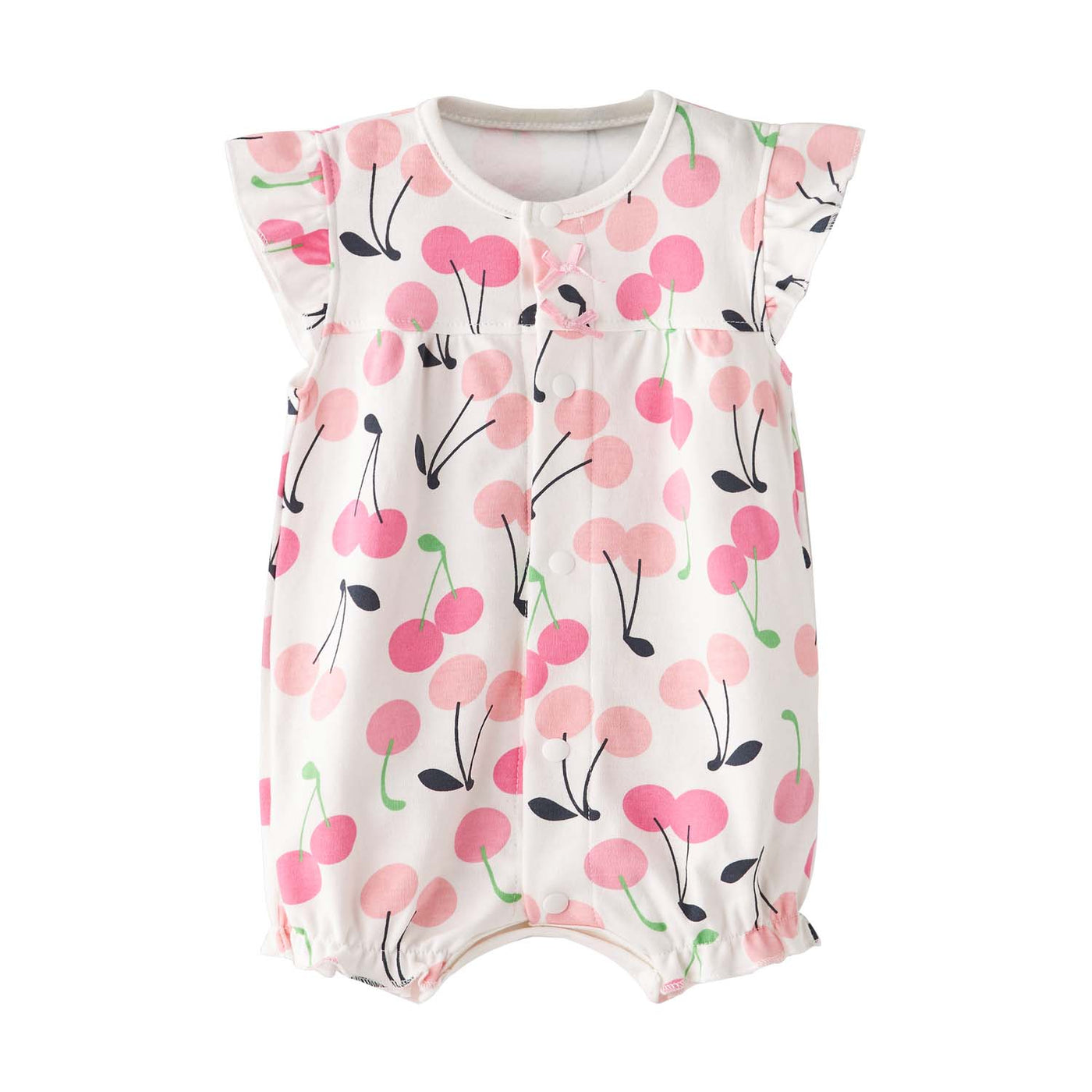 Baby Girl White w Pink Cherries Romper - Little Kooma