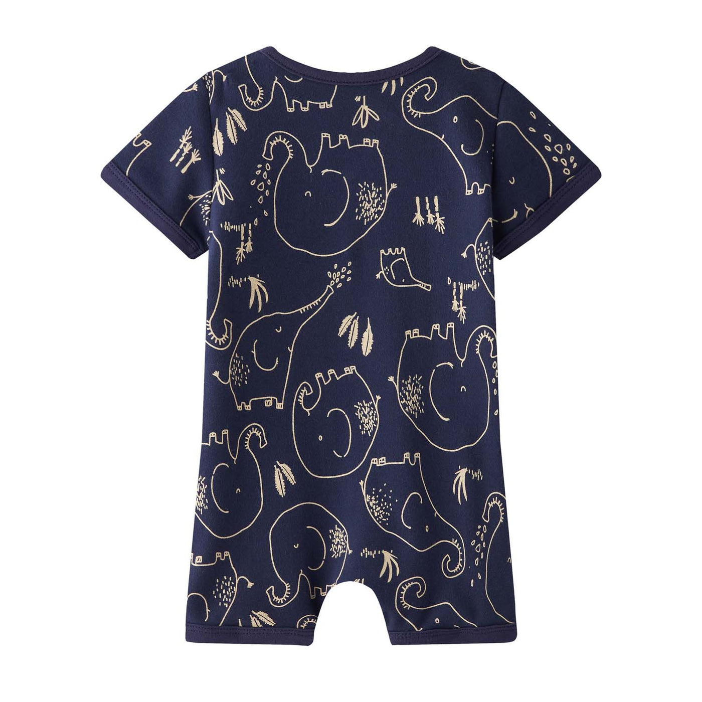 Baby Boy Dark Blue w Elephants Romper - Little Kooma