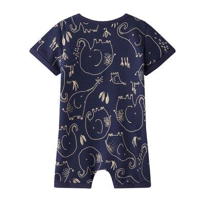 Baby Boy Dark Blue w Elephants Romper - Little Kooma
