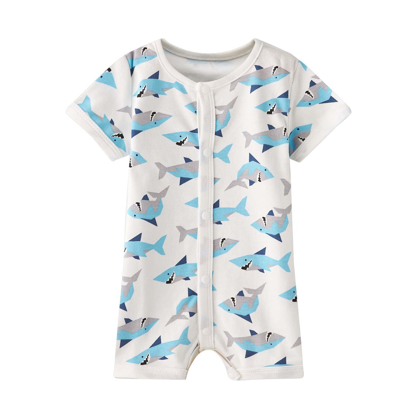 Baby Boy White w Sharks Romper - Little Kooma
