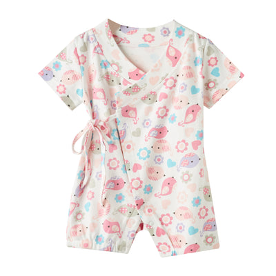 Baby Kimono Romper Pink Birds - 1118 - Little Kooma