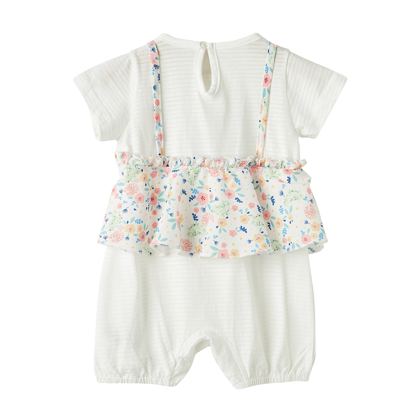 Baby Girl Fake Two Pieces Pinki Floral Camisole Top Romper - 1118 - Little Kooma