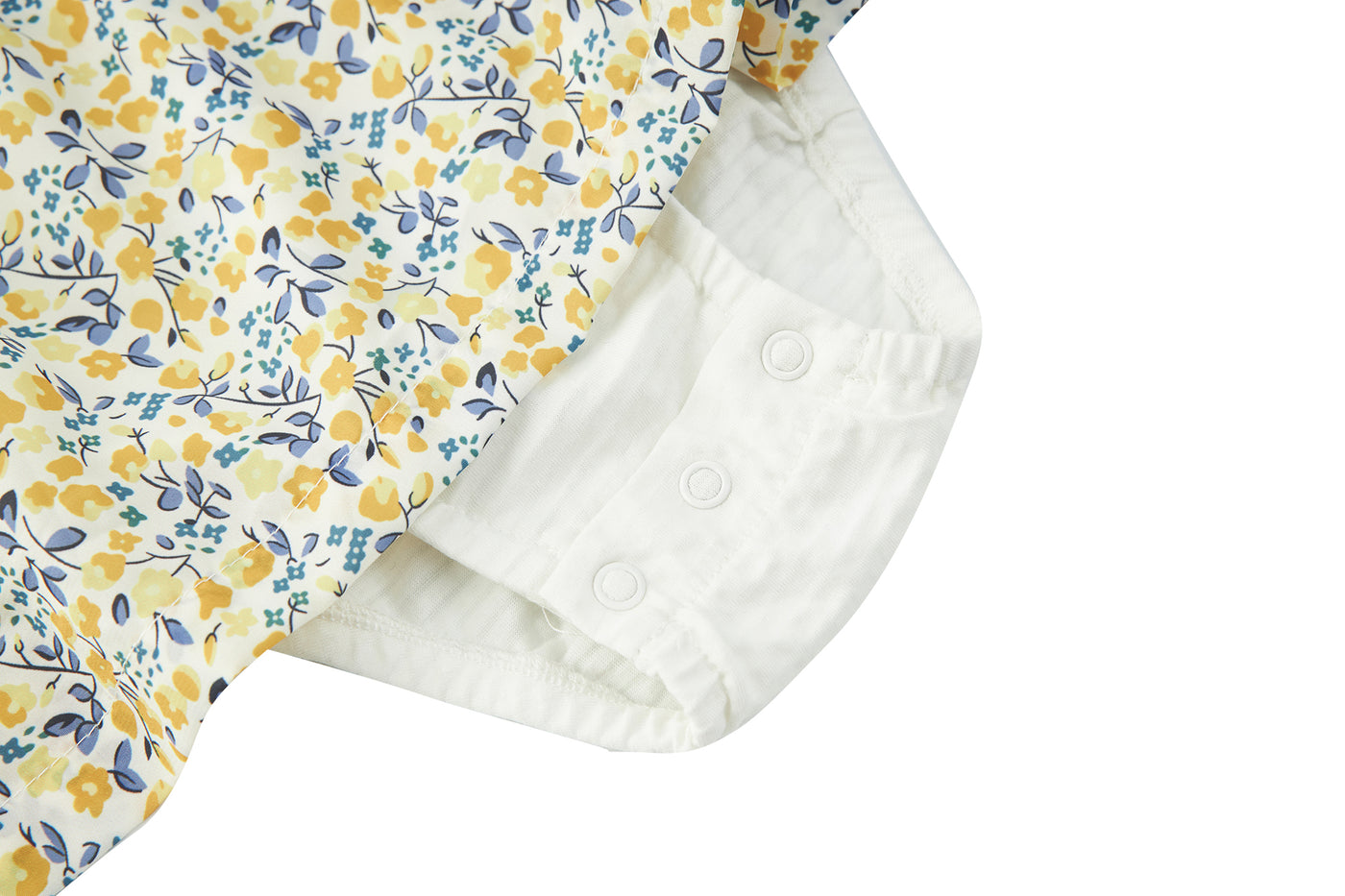 Baby Girl Yellow Floral Ruffled Sleeves Fake Two Pieces Overall Bodysuit Dress - 1118 - Little Kooma