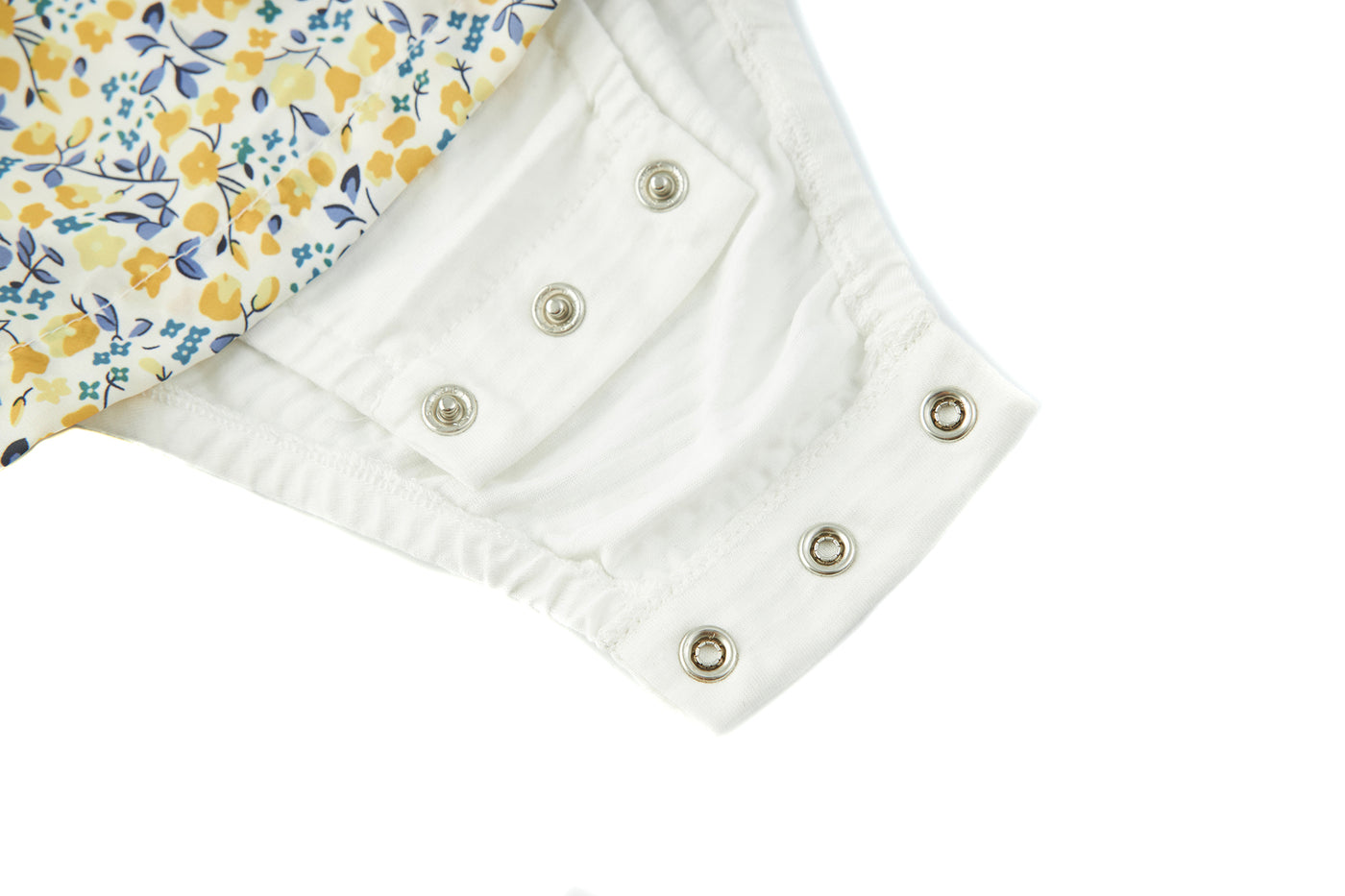Baby Girl Yellow Floral Ruffled Sleeves Fake Two Pieces Overall Bodysuit Dress - 1118 - Little Kooma