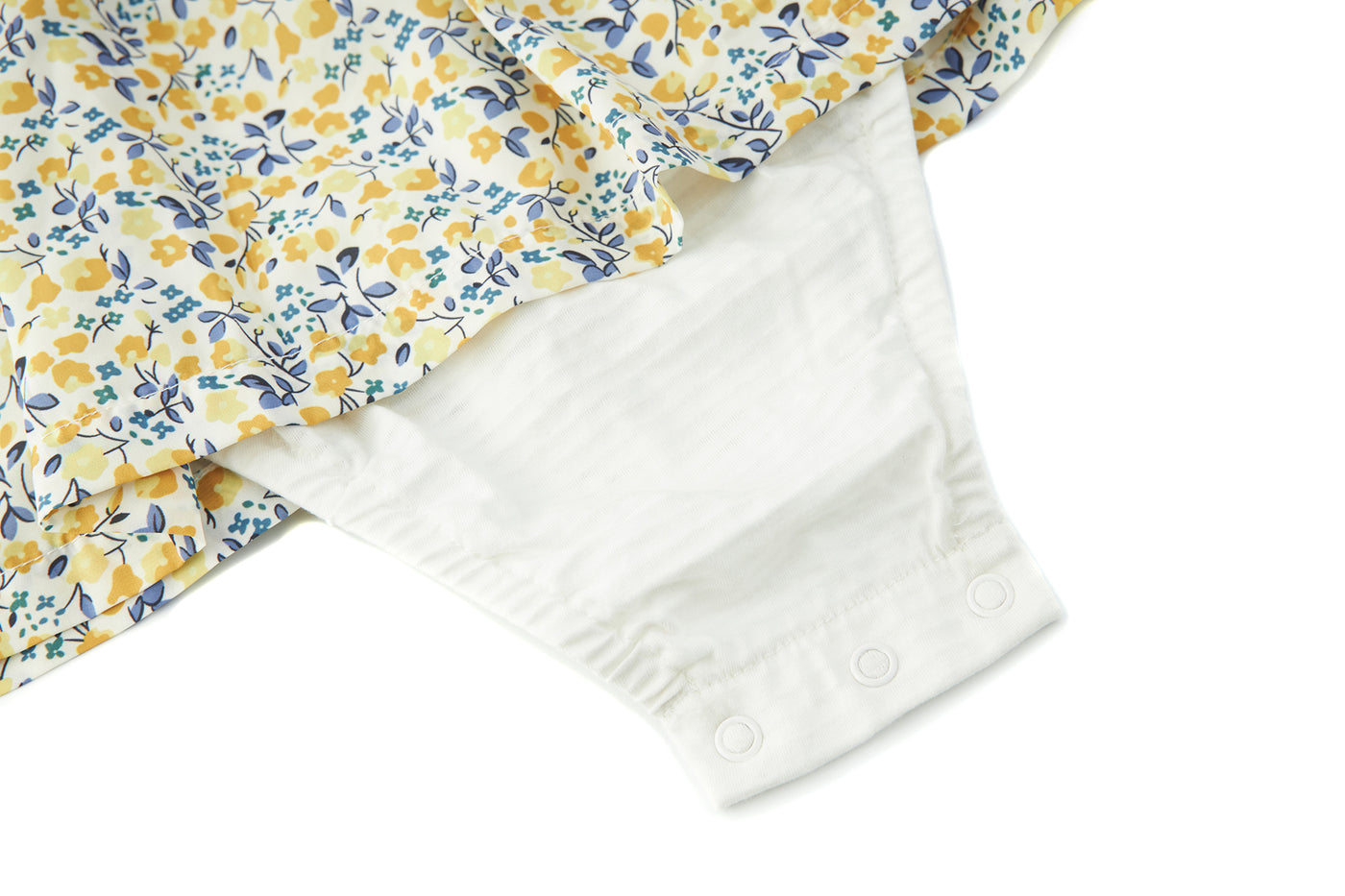 Baby Girl Yellow Floral Ruffled Sleeves Fake Two Pieces Overall Bodysuit Dress - 1118 - Little Kooma