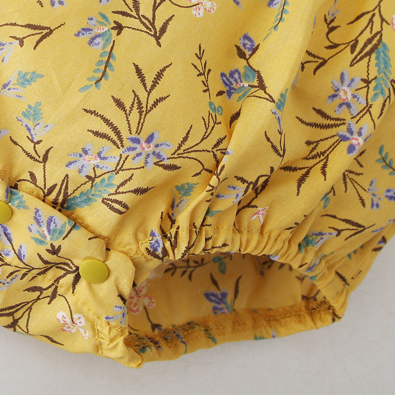 [ZBG10] Baby Girl Splicing Floral Bodysuit Ruffled Sleeves Little Flowers - Little Kooma