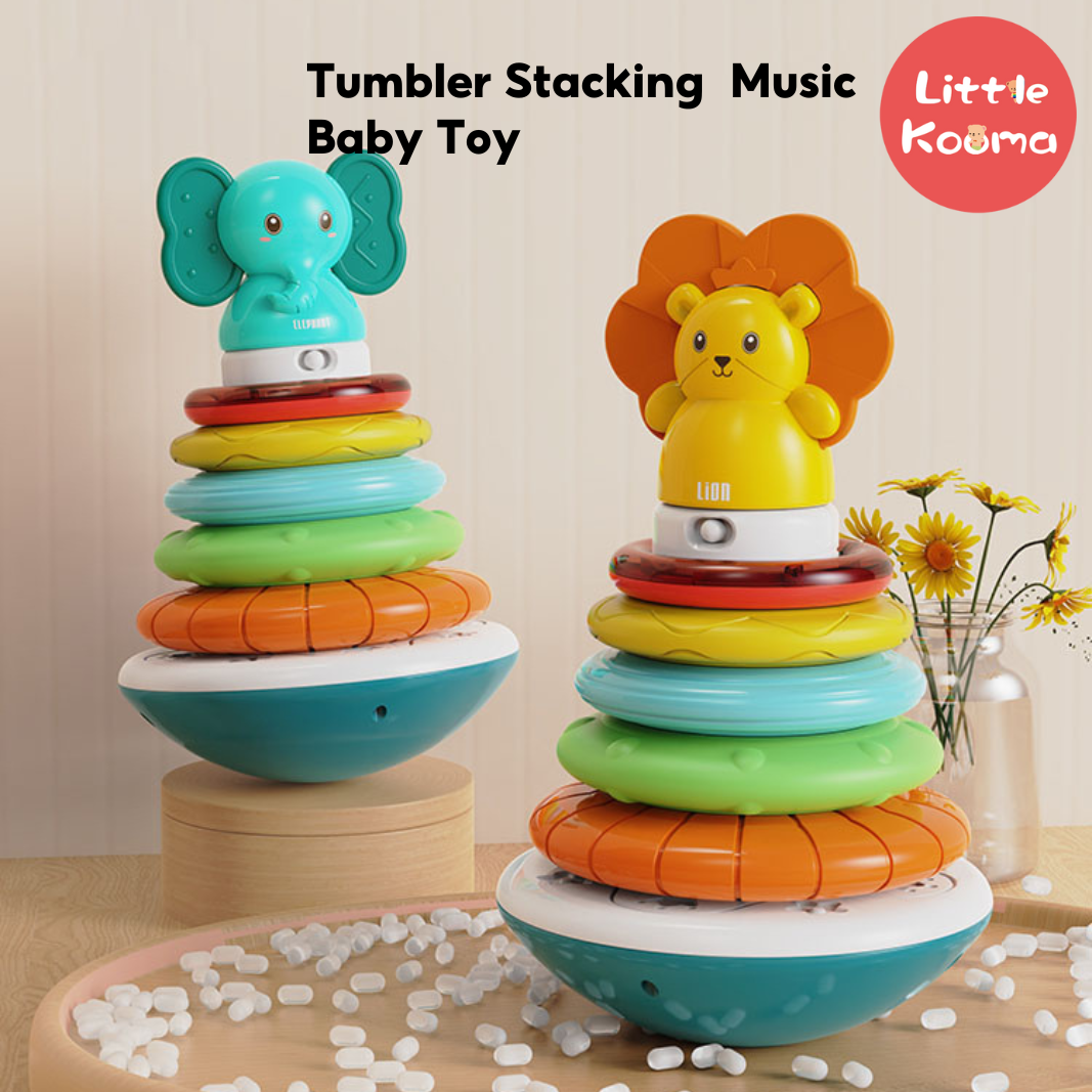 3 In 1 Tumbler Stacking Hand Rattles Baby Toy With Music - Little Kooma