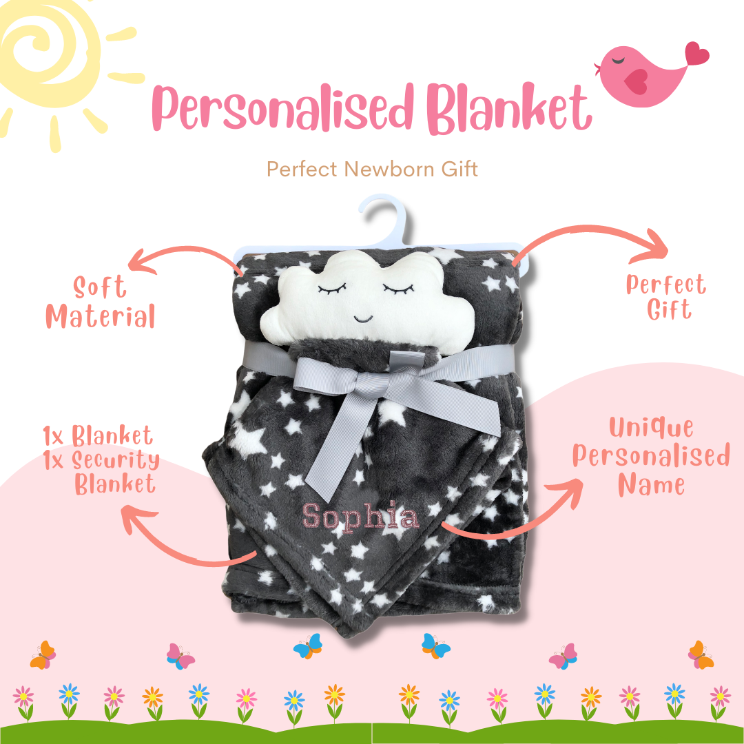 Personalised Customized Luvable Friends Plush Blanket With Sherpa Backing Night Sky 40409 - Little Kooma