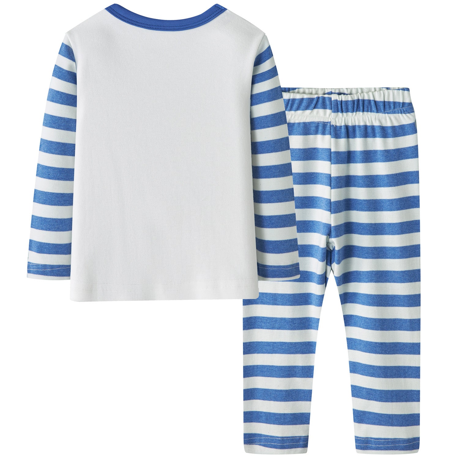 Baby Kids Pajamas Brown Bear White Top w Stripe Sleeves n Stripe Pants Set - Little Kooma