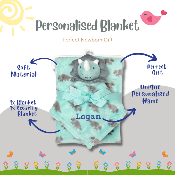 Personalised Customized Luvable Friends Plush Blanket With Triceratops 16517 - Little Kooma