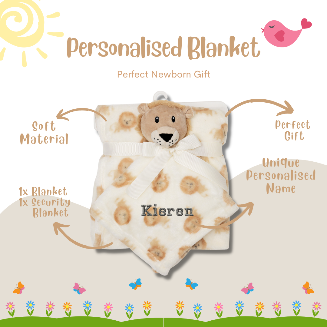 Personalised Customized Luvable Friends Plush Blanket With Lion 16512 - Little Kooma