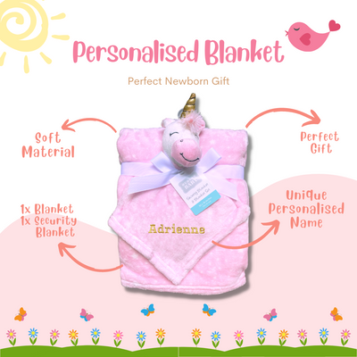 Personalised Customized Luvable Friends Plush Blanket With Unicorn 52160 - Little Kooma