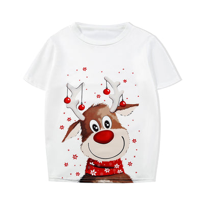 Baby Kids Boy Girl Daddy Mummy Brother Sister Sibling Family Wear Short Sleeve Reindeer Print Christmas Outfit Romper Top n Shorts Set - Little Kooma