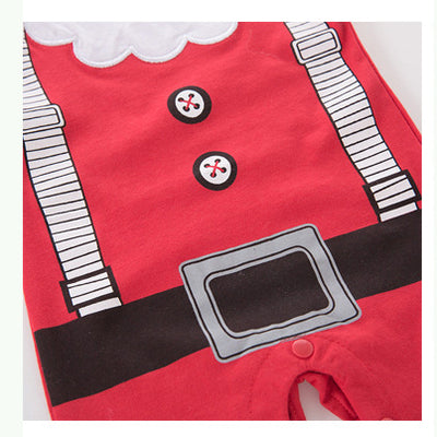 Baby Boy Christmas Outfit Santa Claus Romper w Embroidered Beard n Hat Two Piece Set - 1125 - Little Kooma