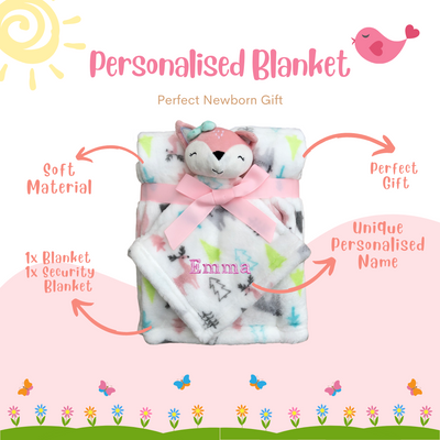 Personalised Customized Luvable Friends Plush Blanket With Sherpa Backing Fox Woodland 40407 - Little Kooma