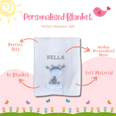 Personalised Customized Baby Knit Waffle Blanket - Little Kooma