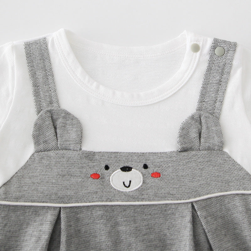 Baby Bear Fake Two Piece Romper w Suspenders - Little Kooma