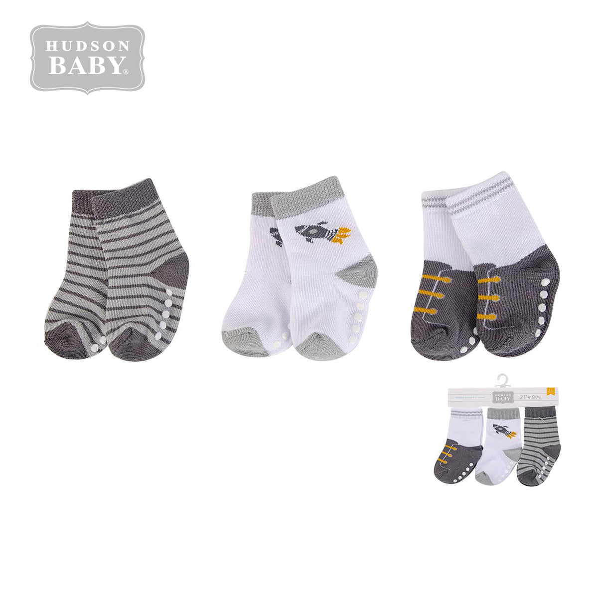 Hudson Baby Socks 3 Pairs Pack Anti-slip 00431 - 1215 - Little Kooma